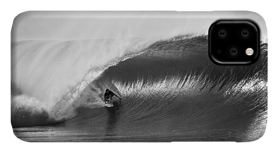 Surf iPhone 11 Case featuring the photograph As good as it gets - bw by Sean Davey