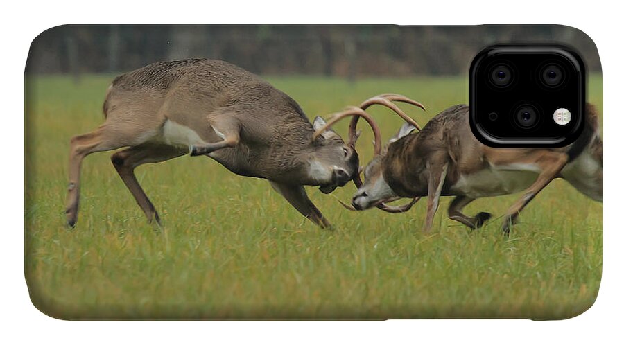 Rut iPhone 11 Case featuring the photograph Battle Bucks by Doug McPherson