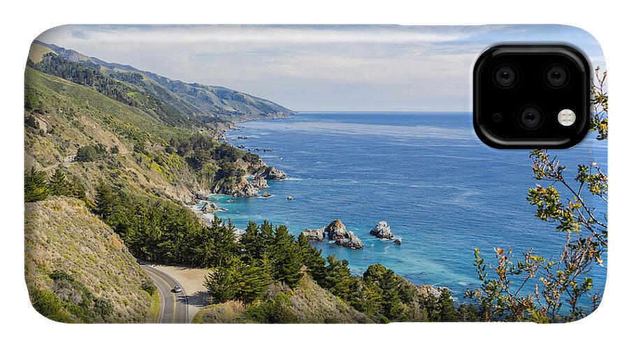 Big Sur iPhone 11 Case featuring the photograph Big Sur California coastline from above #1 by Ken Brown