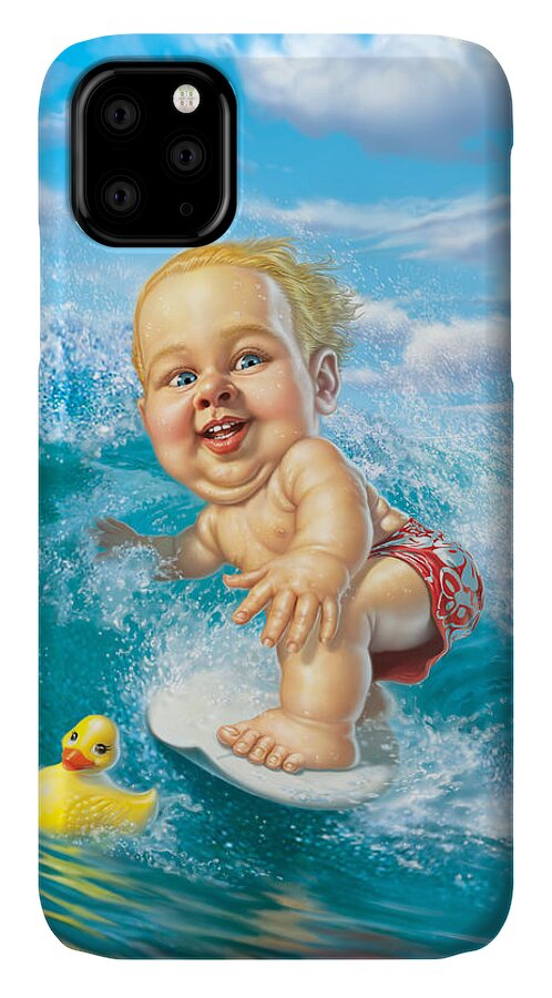 Baby iPhone 11 Case featuring the digital art Born to Surf by Mark Fredrickson