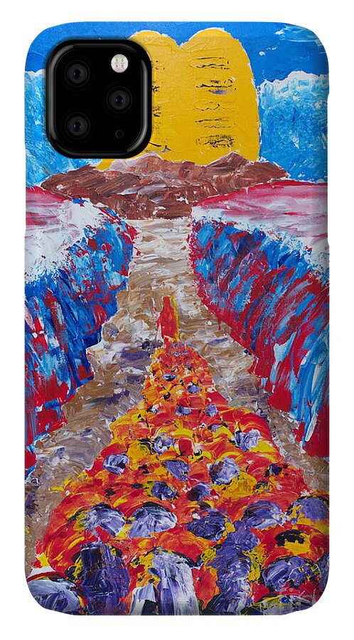 Jewish Art iPhone 11 Case featuring the painting Exodus by Walt Brodis