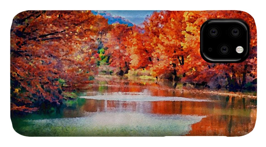 River iPhone 11 Case featuring the photograph Fall on the Guadalupe WC by Ken Williams
