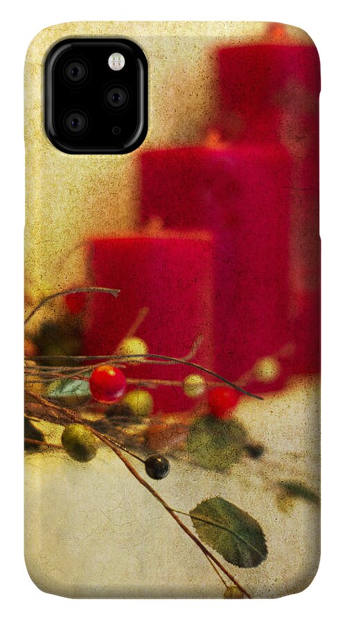 Christmas iPhone 11 Case featuring the photograph Holiday Candles #1 by Rebecca Cozart