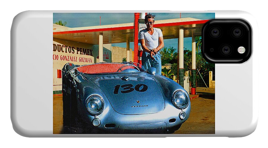 Art Digital Art iPhone 11 Case featuring the photograph James Dean Filling His Spyder With Gas by Doc Braham