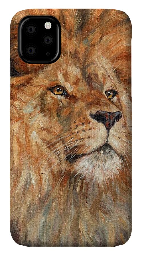 Lion iPhone 11 Case featuring the painting Lion #1 by David Stribbling