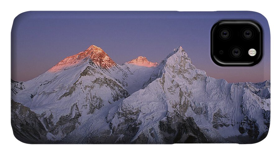Feb0514 iPhone 11 Case featuring the photograph Moon Over Mount Everest Summit #1 by Grant Dixon