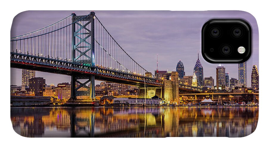 Ben Franklin Bridge iPhone 11 Case featuring the photograph Philly #2 by Mihai Andritoiu