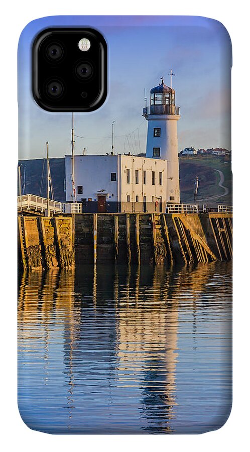 Bridge iPhone 11 Case featuring the photograph Sunset over Scarborough Lighthouse #1 by Sue Leonard