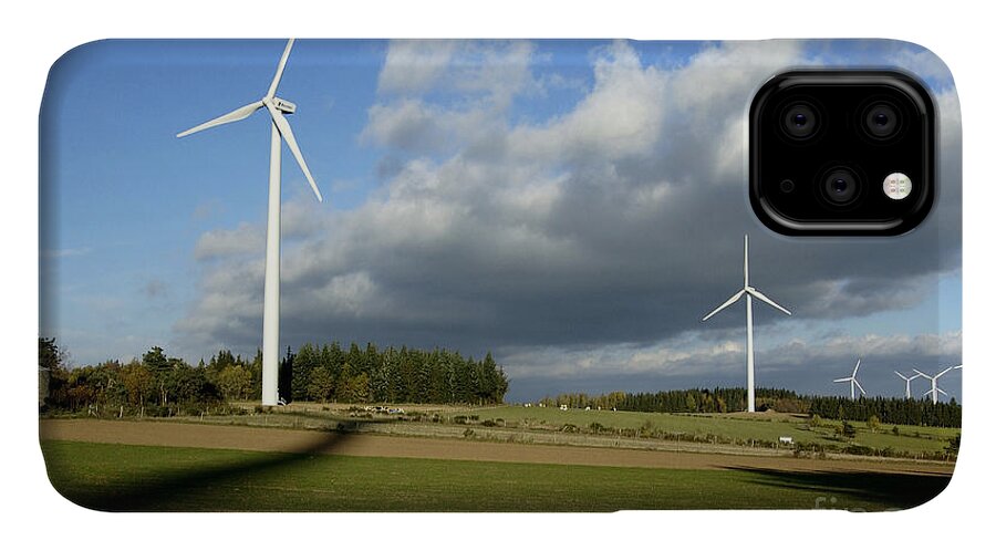 Auvergne iPhone 11 Case featuring the photograph Windturbines #1 by Bernard Jaubert