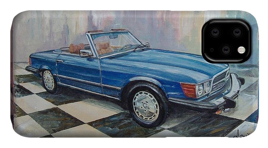 1976 Mercedes-benz 450 Sl Fine Art Prints iPhone 11 Case featuring the painting 1976 Mercedes-Benz 450 SL by Sinisa Saratlic