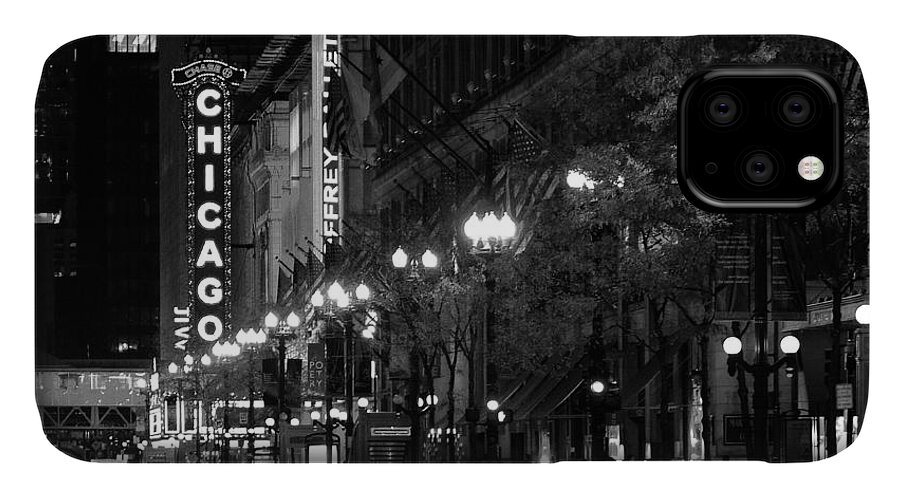 Chicago iPhone 11 Case featuring the photograph Chicago Theatre at night #2 by Alexandra Till