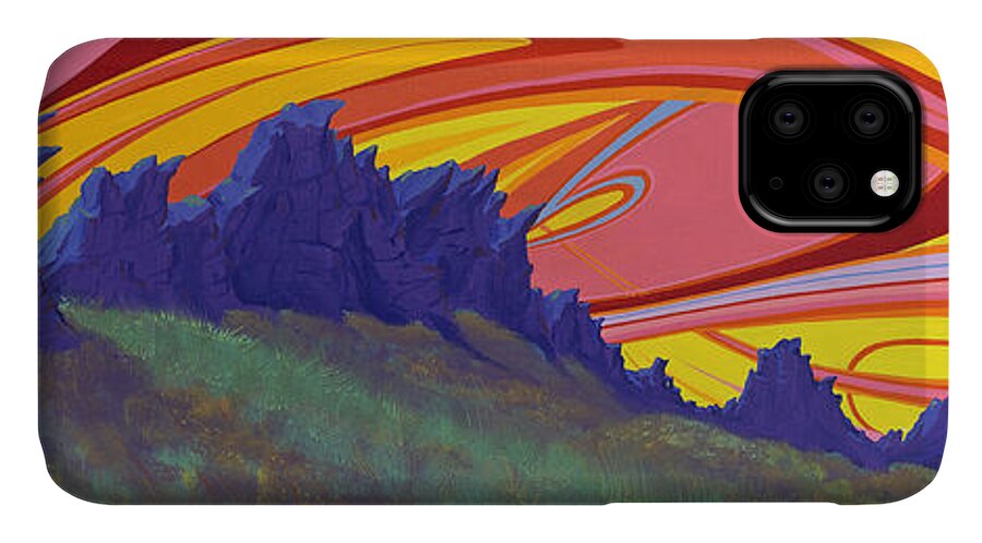 Colorado Landscape iPhone 11 Case featuring the painting Fire Sky Over Devil's Backbone #2 by Alan Johnson