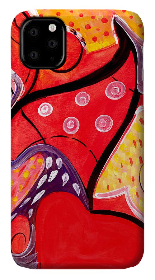 Abstract Art iPhone 11 Case featuring the painting Heart and Soul by Stephen Lucas