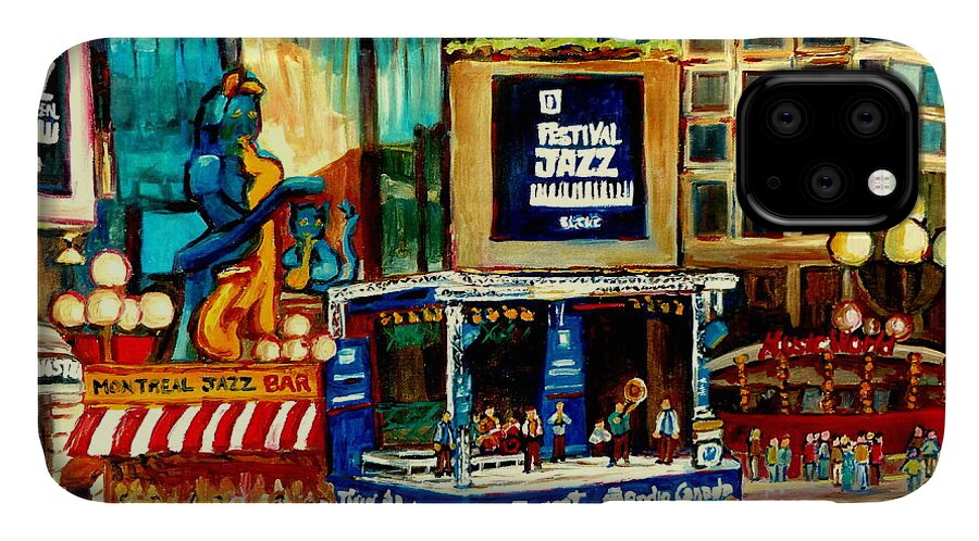 Montreal International Jazz Festival iPhone 11 Case featuring the painting Montreal International Jazz Festival #1 by Carole Spandau