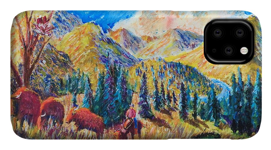 Nature iPhone 11 Case featuring the painting The Stray by Walt Brodis
