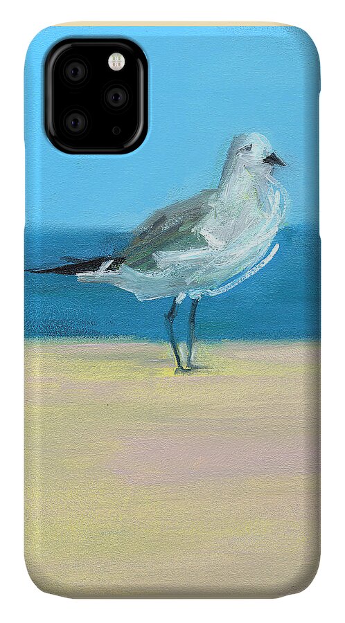 Seagull iPhone 11 Case featuring the painting Untitled #397 by Chris N Rohrbach