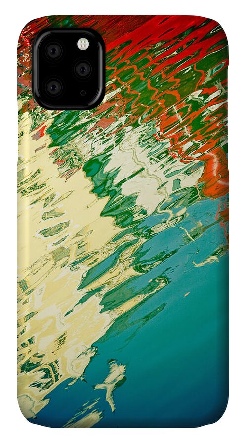 Reflection iPhone 11 Case featuring the photograph Reflection In Water Of Red Boat #3 by Raimond Klavins