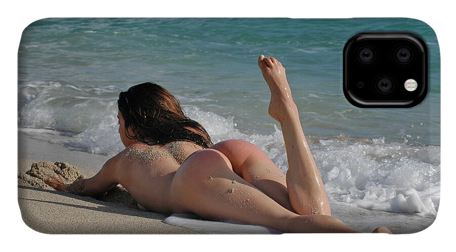 Nude Beach iPhone 11 Case featuring the photograph 3771 Nude Island Girl by Chris Maher