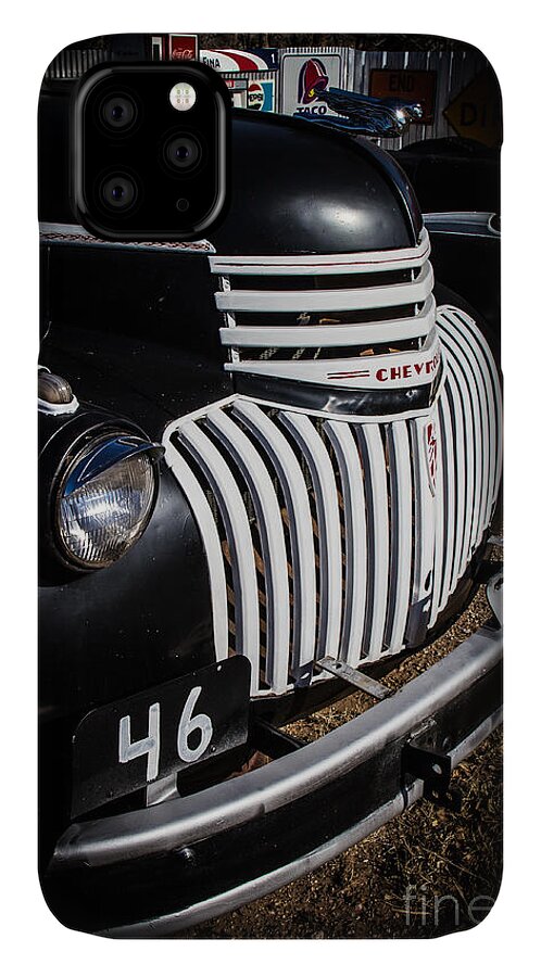 Classic Cars iPhone 11 Case featuring the photograph '46 Chevy #46 by Jim McCain