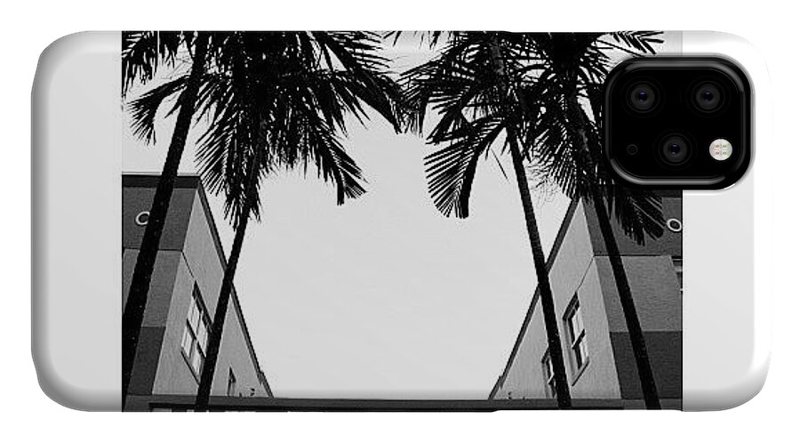 Bw_society_buildings iPhone 11 Case featuring the photograph {miami Beach's Art Deco} In 1979 #7 by Joel Lopez