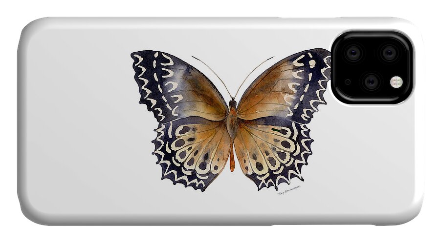 Cethosia iPhone 11 Case featuring the painting 77 Cethosia Butterfly by Amy Kirkpatrick