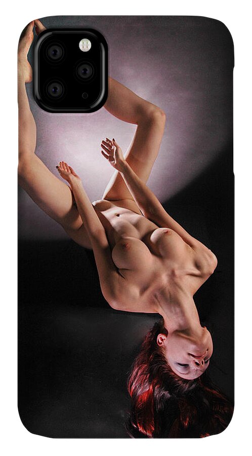 Nude iPhone 11 Case featuring the photograph 7912 Reaching Through The Opening by Chris Maher