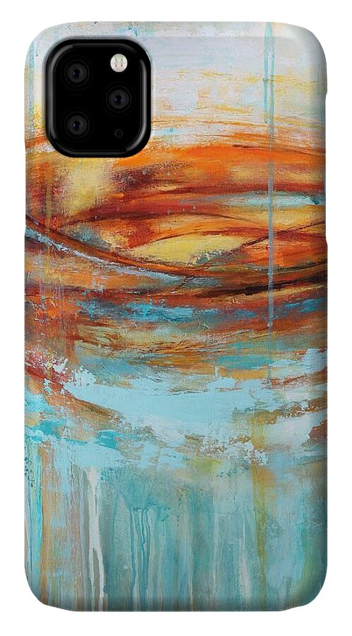 Face Masks iPhone 11 Case featuring the painting A Day at the Beach by Tracy Male
