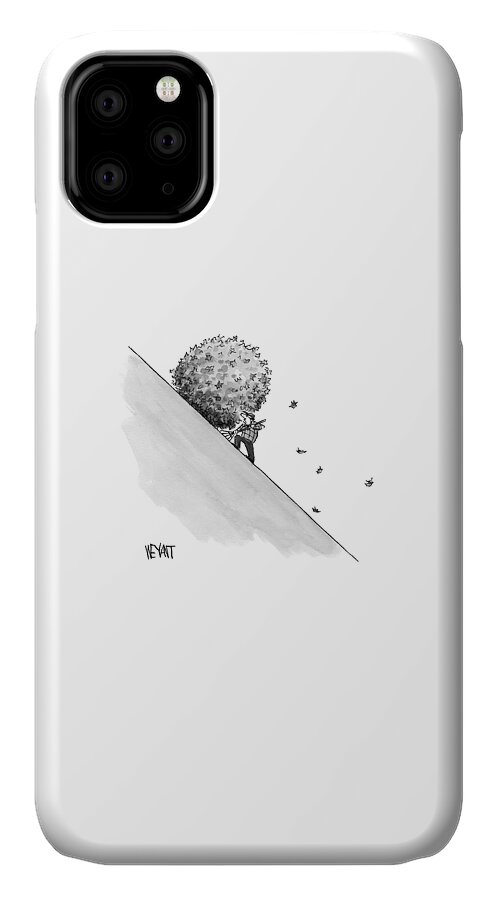 A Man Rakes Leaves Uphill iPhone 11 Case