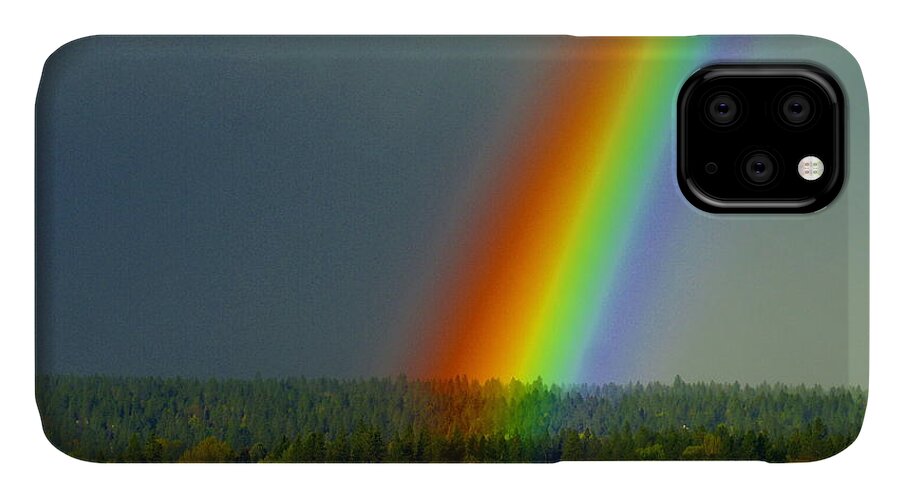 Rainbow iPhone 11 Case featuring the photograph A Rainbow Blessing Spokane by Ben Upham III
