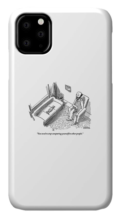 A Very Small Man Is Laying On A Regular-sized iPhone 11 Case