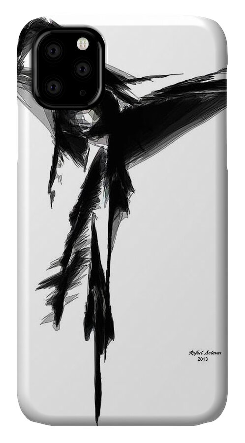 Flamenco iPhone 11 Case featuring the digital art Abstract Flamenco by Rafael Salazar