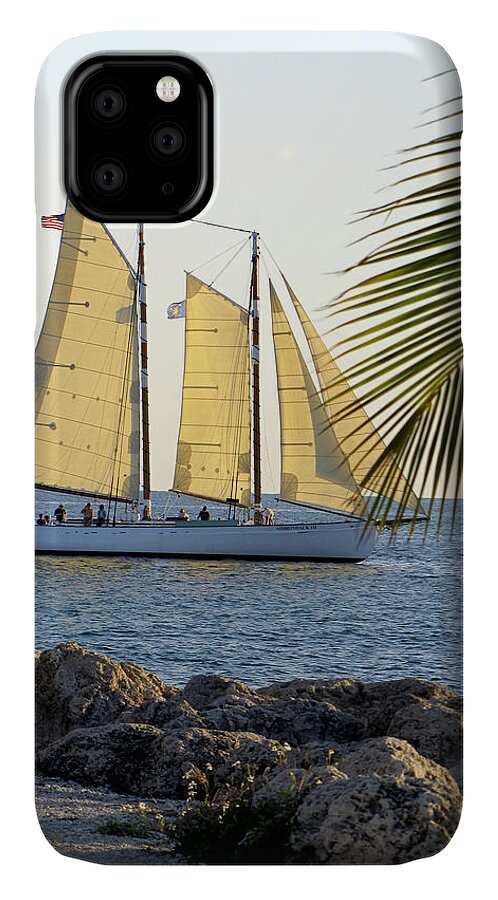 Water iPhone 11 Case featuring the photograph Sailing on the Adirondack in Key West by Bob Slitzan