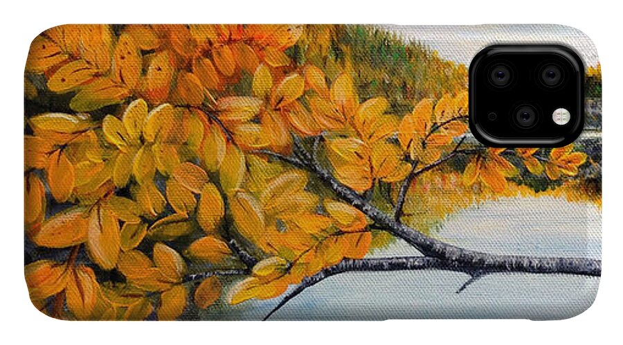 Fall iPhone 11 Case featuring the painting Adirondacks New York by Holly Carmichael