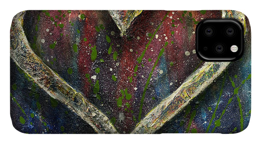 Canvas iPhone 11 Case featuring the painting Akoma by Judi Lynn
