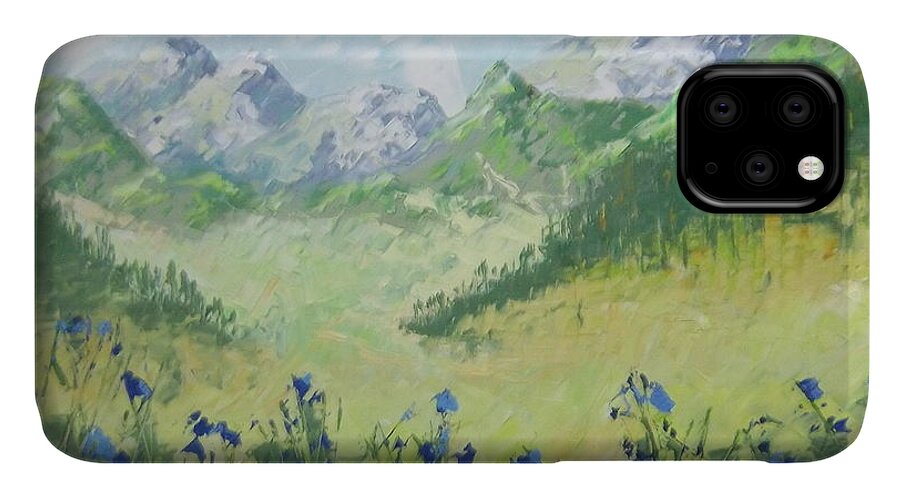Boat iPhone 11 Case featuring the painting Alpes France by Frederic Payet
