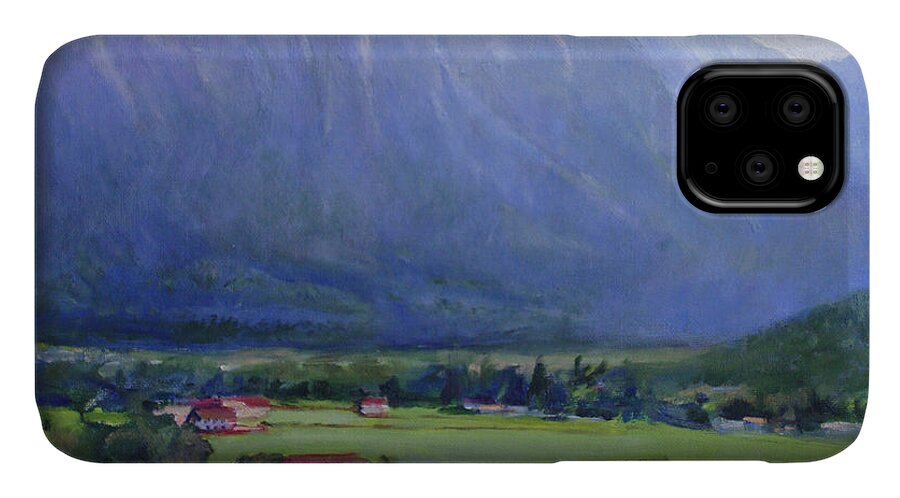 Germany iPhone 11 Case featuring the painting Alpine Treasure by Joan Coffey
