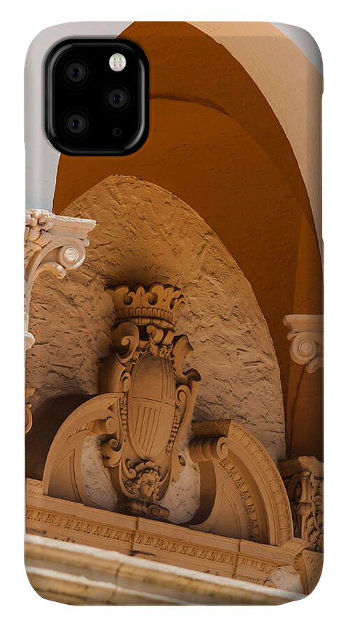 Coral Gables Biltmore Hotel iPhone 11 Case featuring the photograph Alto Relievo Coat of Arms by Ed Gleichman