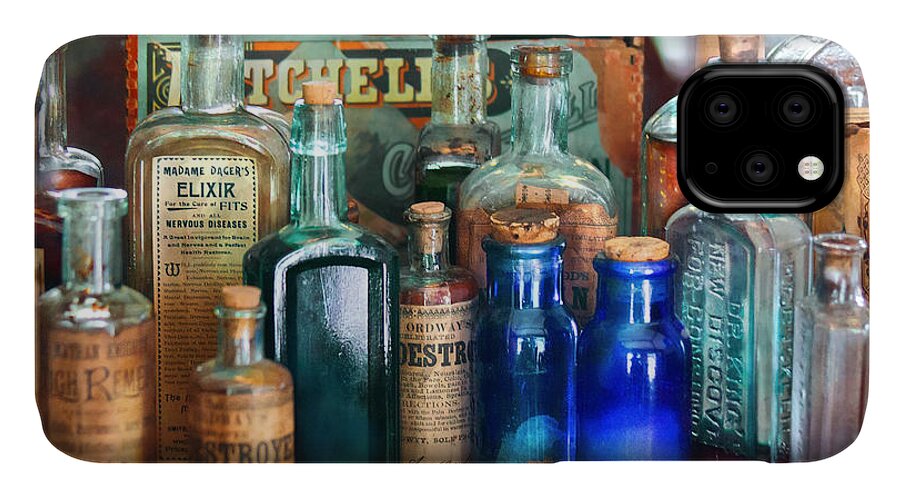 Pharmacy iPhone 11 Case featuring the photograph Apothecary - Remedies for the Fits by Mike Savad