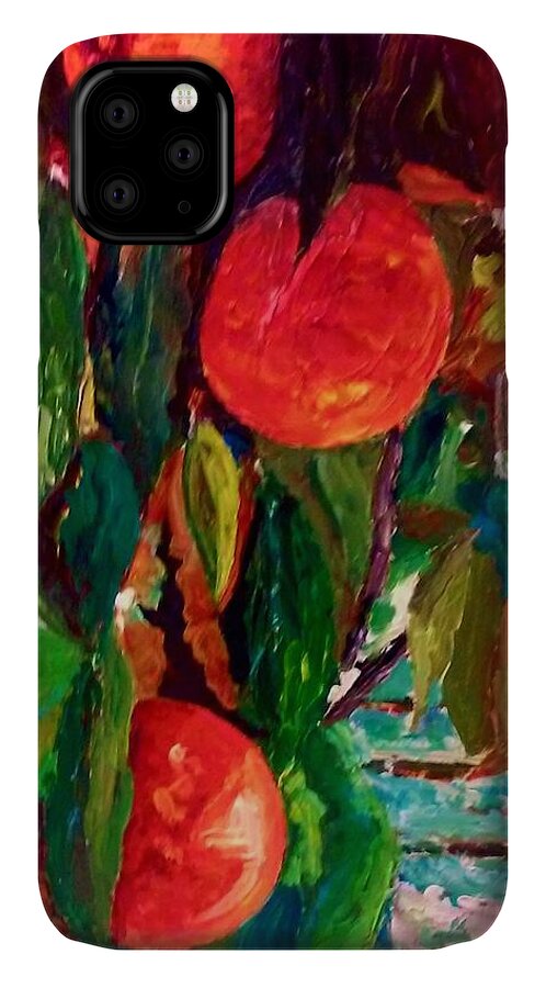 Orchard iPhone 11 Case featuring the painting Appealing Peach by Ray Khalife