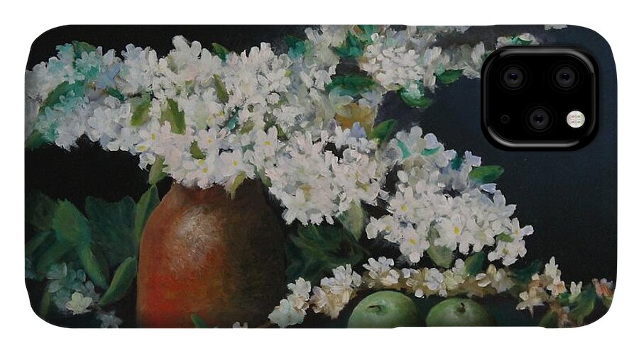Flower Paintings iPhone 11 Case featuring the painting Apple Blossom Time by Bob Williams