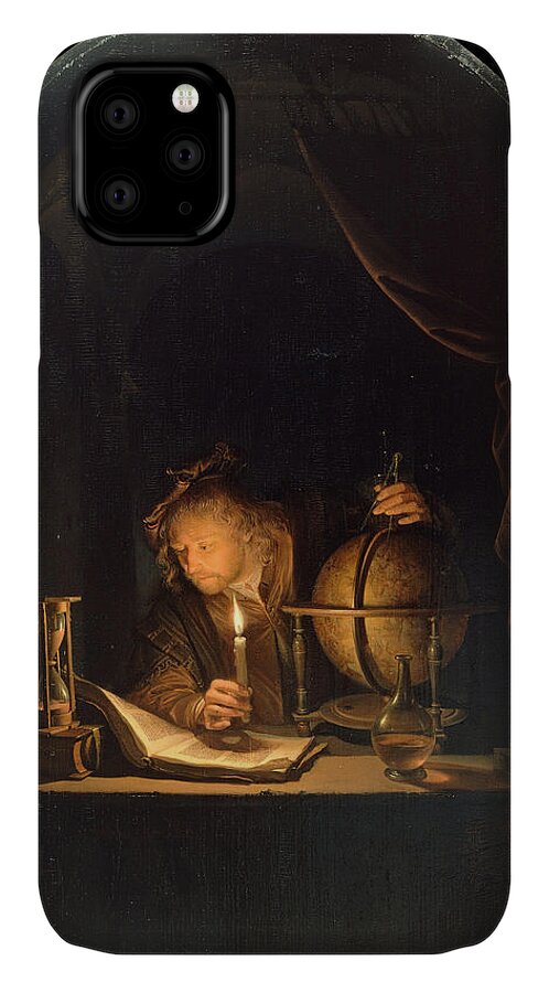 Gerrit Dou iPhone 11 Case featuring the painting Astronomer by Candlelight by Gerrit Dou