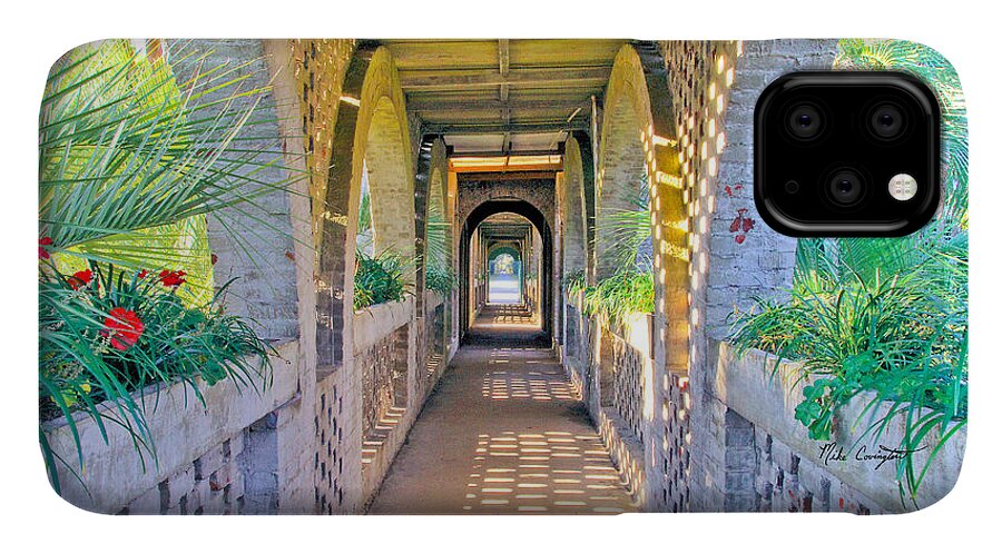 Garden Path iPhone 11 Case featuring the photograph Atalaya Breezeway by Mike Covington