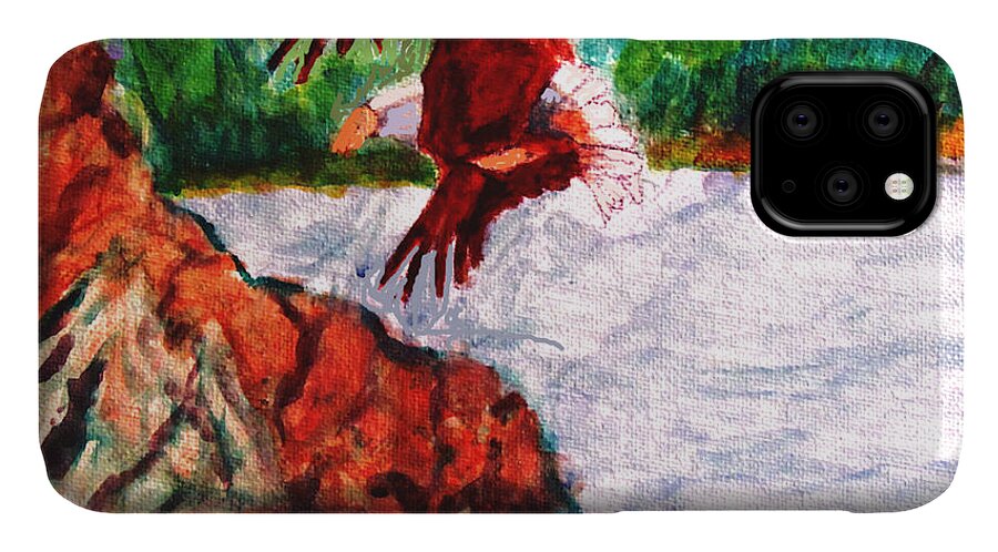 Bald Eagle Flight iPhone 11 Case featuring the painting Bald Eagle by Stanley Morganstein