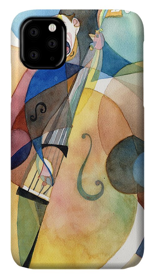 Music iPhone 11 Case featuring the painting Bassline by David Ralph