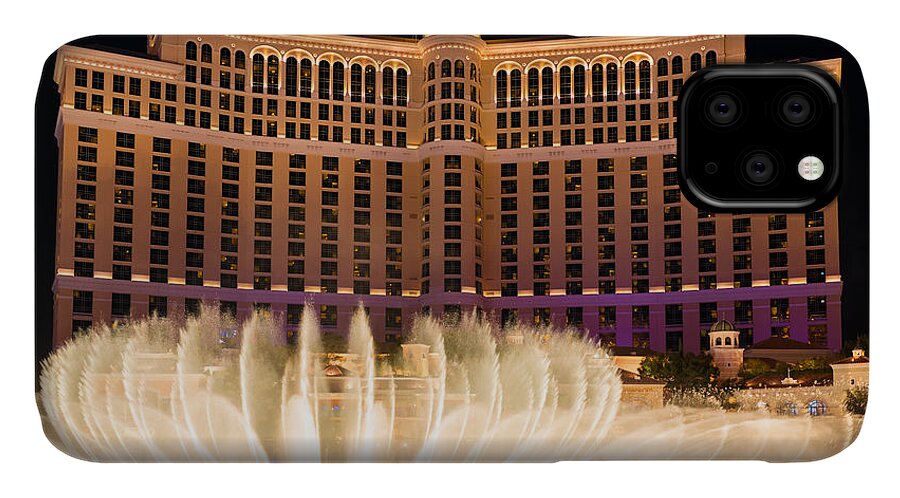 Las Vegas iPhone 11 Case featuring the photograph Bellagio Hotel and Casino Fountain by Clint Buhler