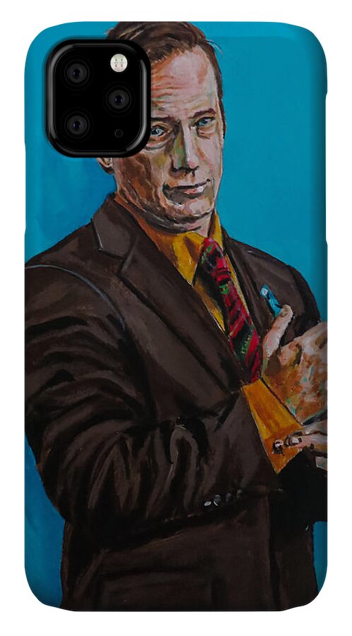 Portrait iPhone 11 Case featuring the painting Better Call Saul by Joel Tesch