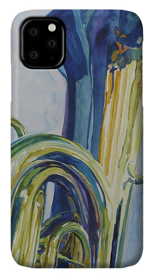 Tuba iPhone 11 Case featuring the painting Big Boy by Jenny Armitage