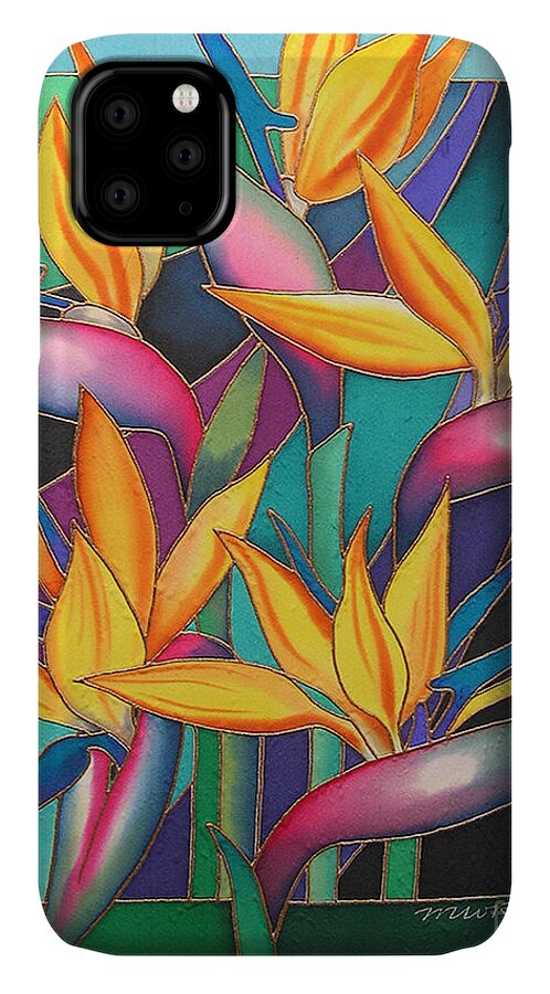 Fiji Islands iPhone 11 Case featuring the painting Birds of Paradise by Maria Rova
