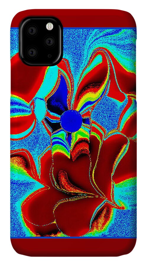  iPhone 11 Case featuring the digital art Blue And Rust by Mary Russell