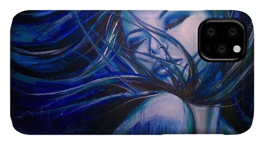  iPhone 11 Case featuring the painting Blue by Robyn Chance